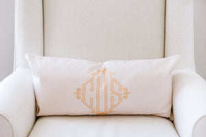 Solid Bamboo Monogram Lumbar Pillow Cover