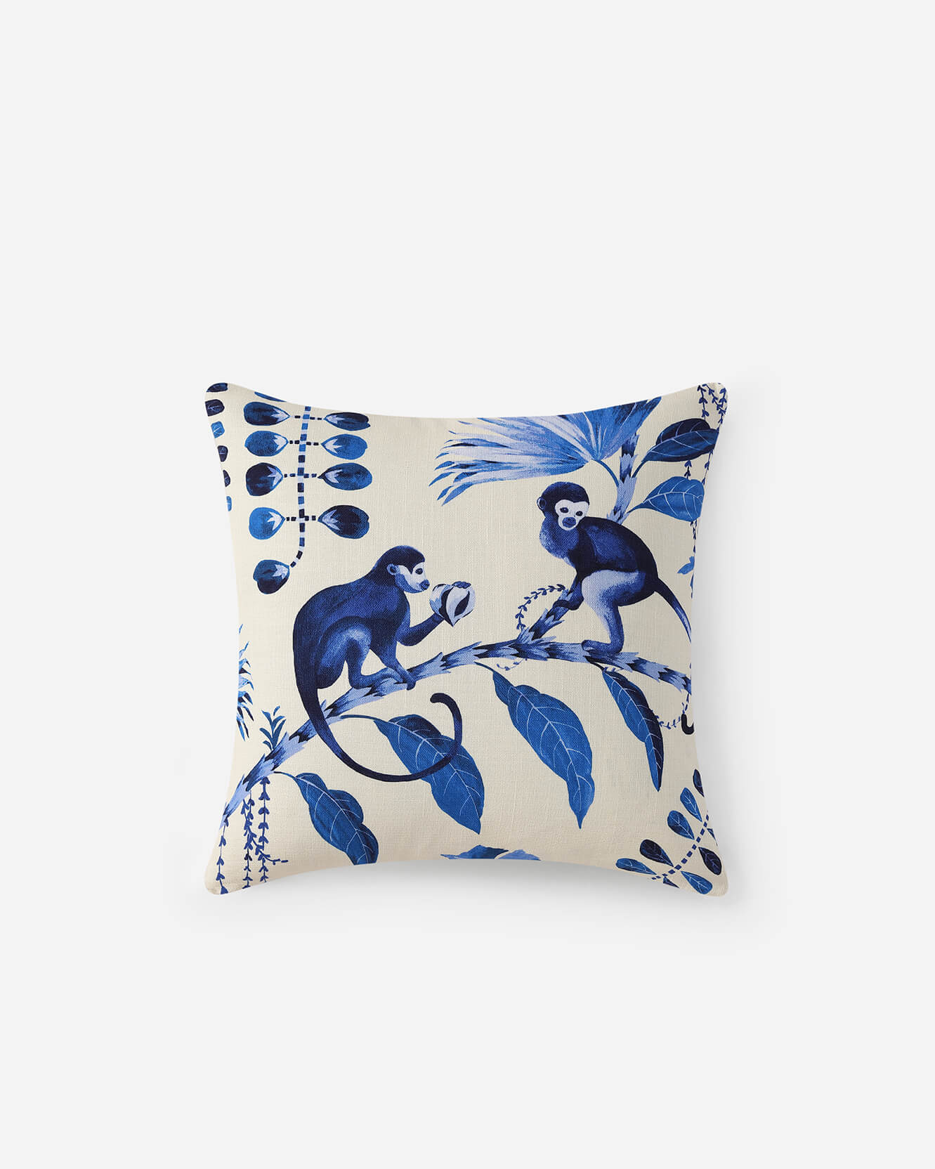Blue Monkeys Throw Pillow - Off white / 20" x 20"