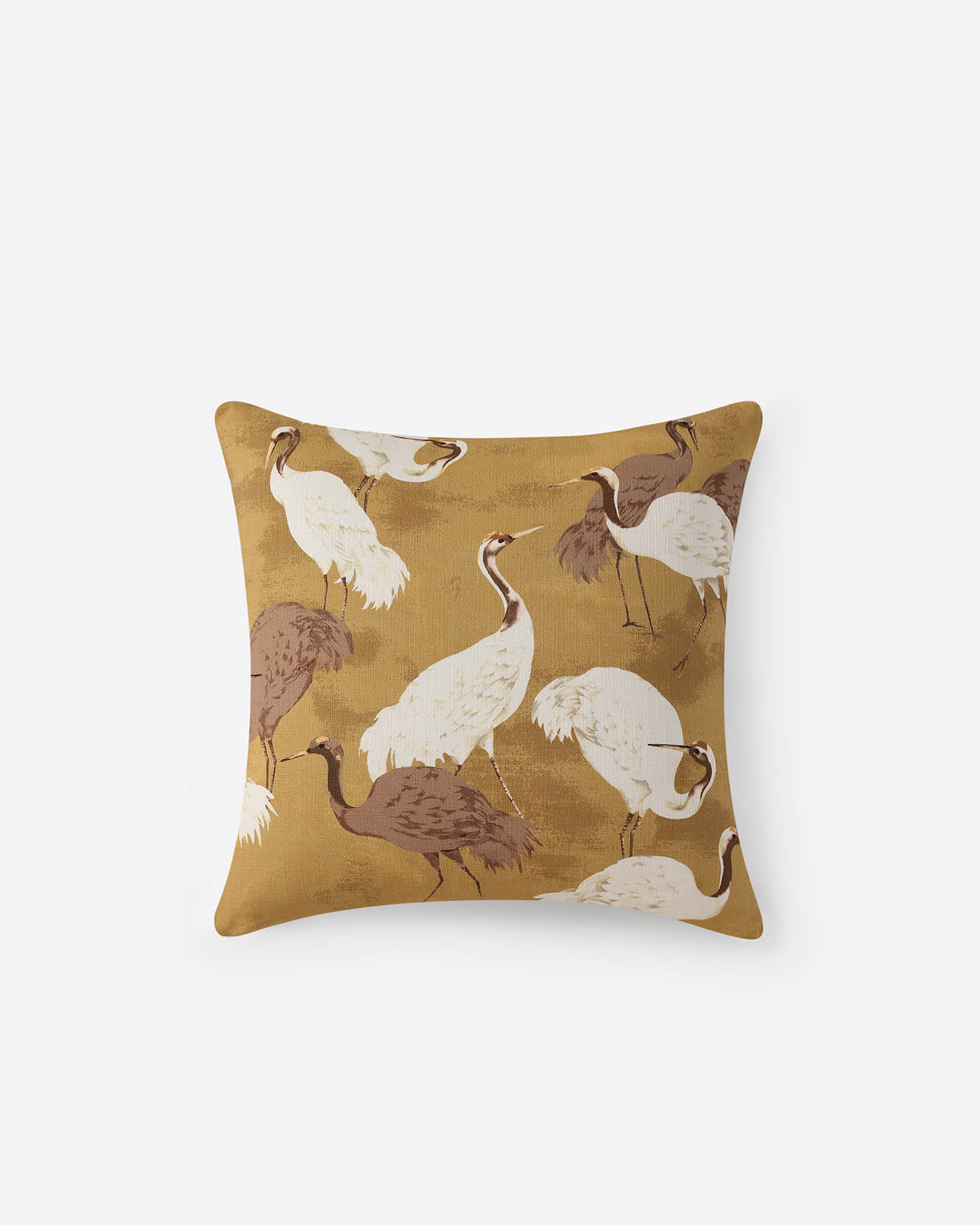 Golden Crane Throw Pillow - Gold / 20" x 20"