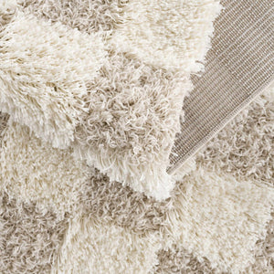 Atira Light Brown Checkered Runner Rug