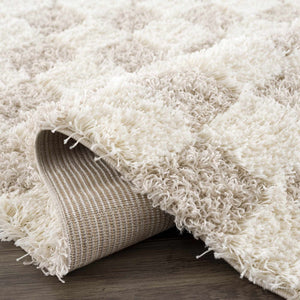 Atira Light Brown Checkered Runner Rug