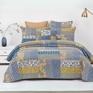 DaDa Bedding Honey Cove Floral Paisley Patchwork Quilt Set