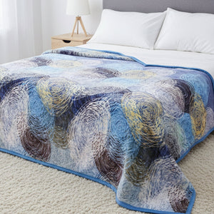 DaDa Bedding Swirly Navy Blue Lagoon Abstract Mink Flannel Fleece Throw Blanket (XY9897)