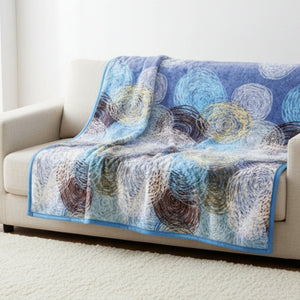 DaDa Bedding Swirly Navy Blue Lagoon Abstract Mink Flannel Fleece Throw Blanket (XY9897)