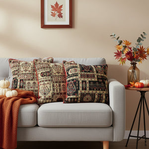 DaDalogy Bedding Light White Mughal Floral Botanical Cottage Fleur Tapestry Throw Pillow Covers 16" (18196)