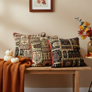 DaDalogy Bedding Dark Noir Botanical Mughal Floral Vintage Fleur Tapestry Throw Pillow Covers 16" (18197)