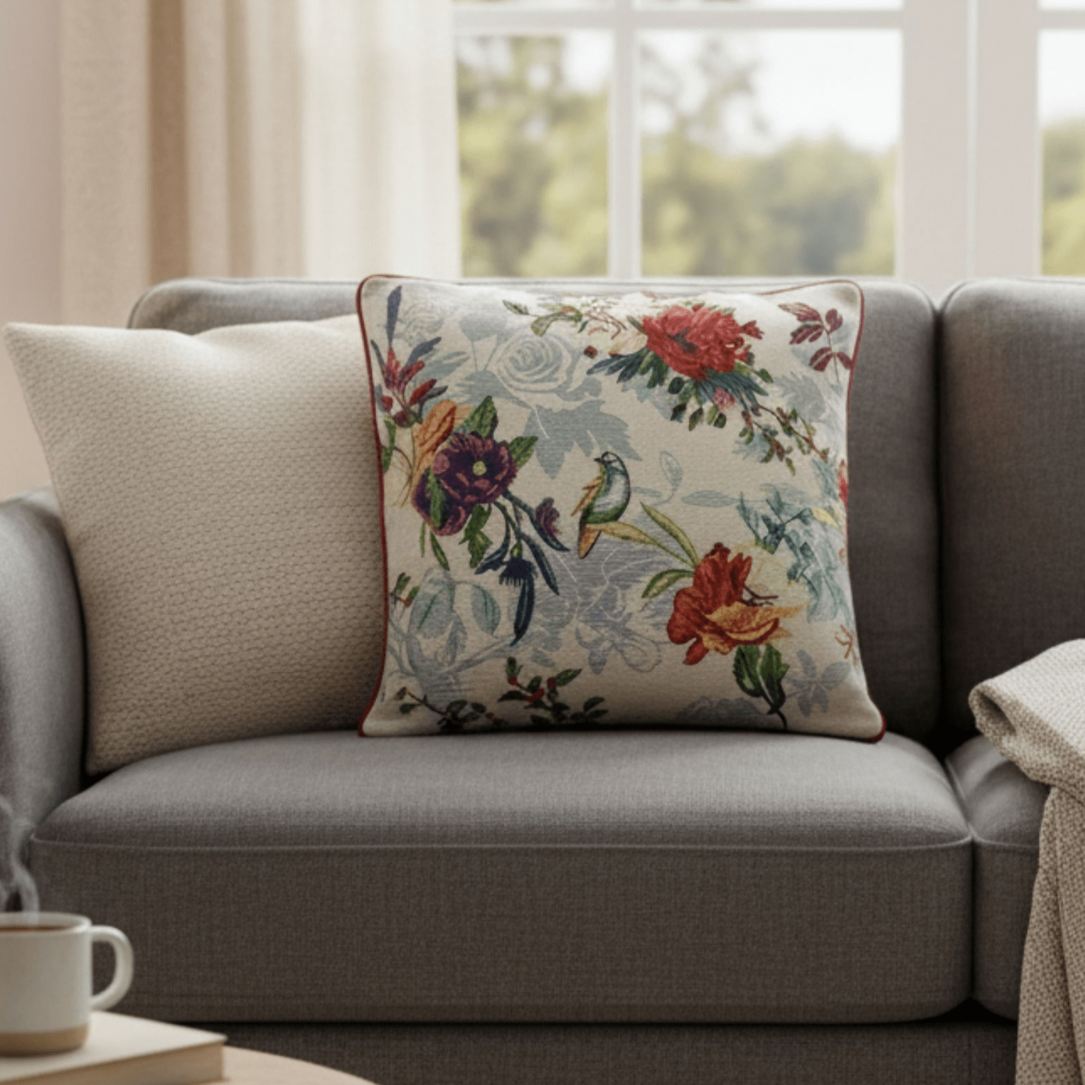 DaDa Bedding Elegant Tropical Paradise Birds Floral Tapestry Throw Pillow Covers 16" (18116)