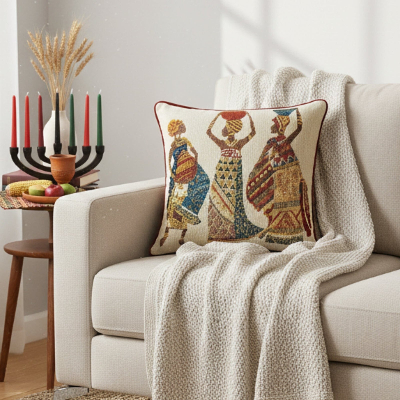 DaDa Bedding Dancing Women African Dreams Tapestry Throw Pillow Covers 16" x 16"