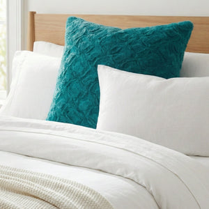 DaDa Bedding Jewel Tones Emerald Green Blue Luxury Faux Fur Throw Pillow Cover (171805)