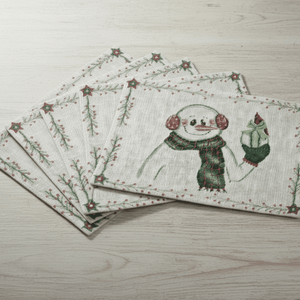 DaDa Bedding Set of 4-Pieces Magical Snowman Holiday Tapestry Placemats 13” x 19” (9733)