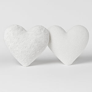 DaDa Bedding White Luxury Roses Romantic Plush Stuffed Heart Throw Pillow - 16” x 14”