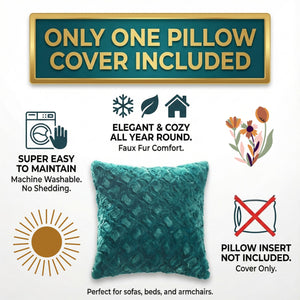 DaDa Bedding Jewel Tones Emerald Green Blue Luxury Faux Fur Throw Pillow Cover (171805)