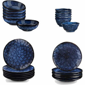 Amelia's Elegance: Home And Tower's Luxurious 24-Piece Ceramic Dinnerware Set, Resilient Plates and Bowls for 6, Microwave, Oven, Dishwasher Safe