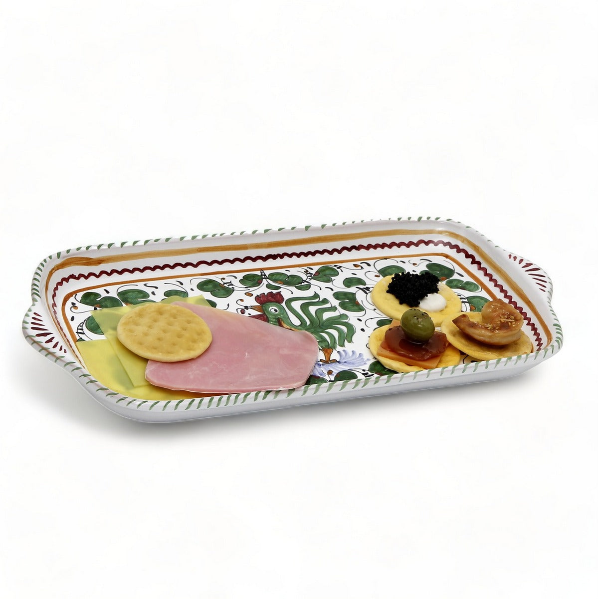ORVIETO VERDE ROOSTER: Rectangular Tray (Carbone Privato)
