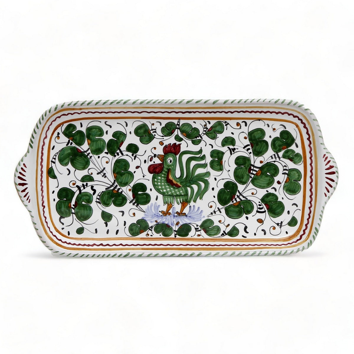 ORVIETO VERDE ROOSTER: Rectangular Tray (Carbone Privato)