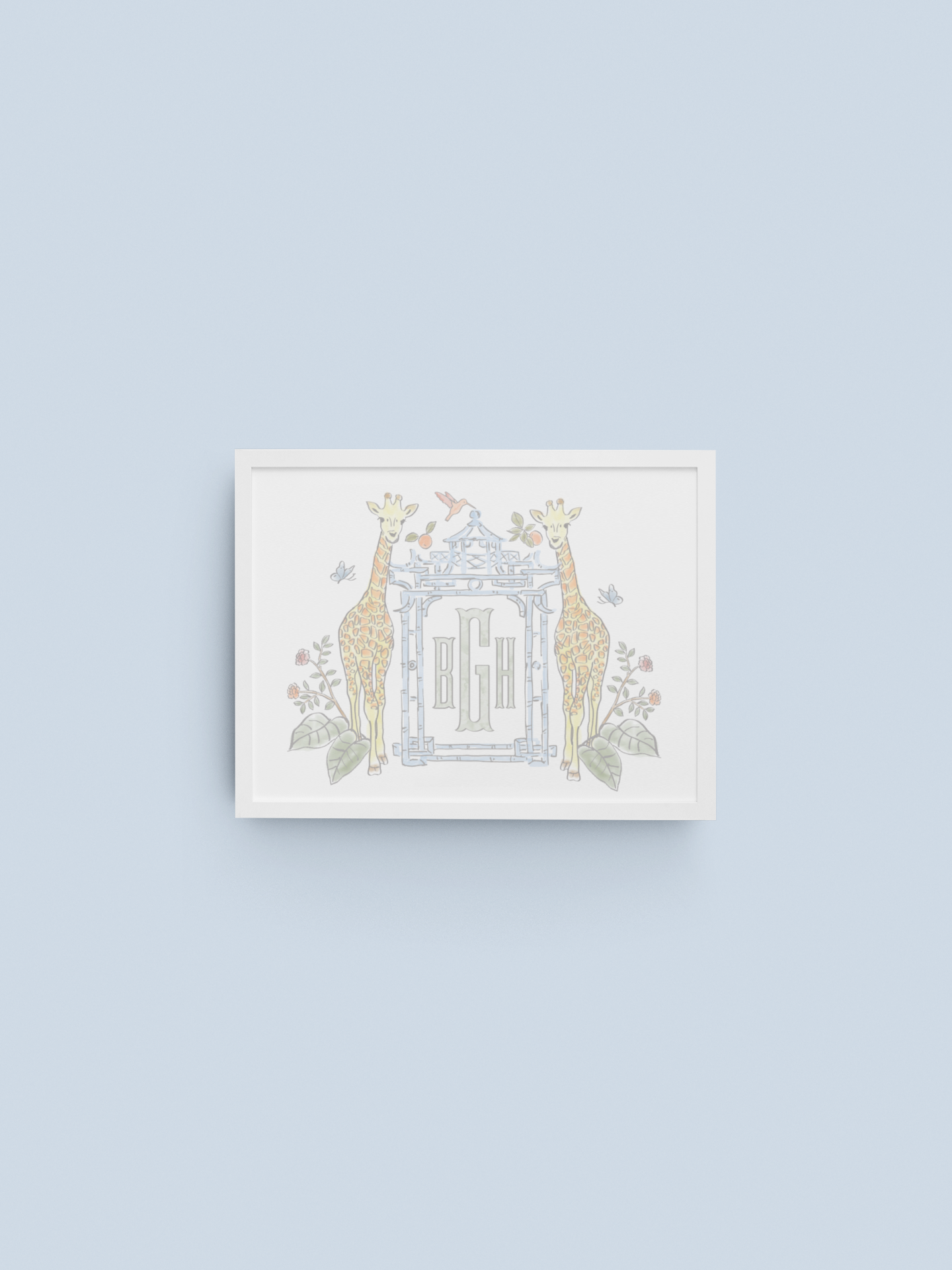 Watercolor Chinoiserie Crest Art Print