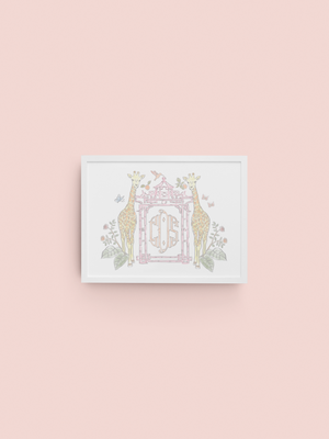 Watercolor Chinoiserie Crest Art Print