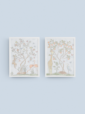 Watercolor Zoo Chinoiserie Art Prints (set of 2)