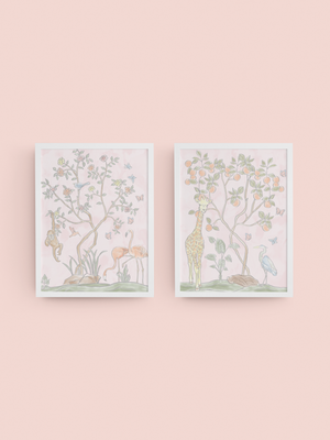 Watercolor Zoo Chinoiserie Art Prints (set of 2)