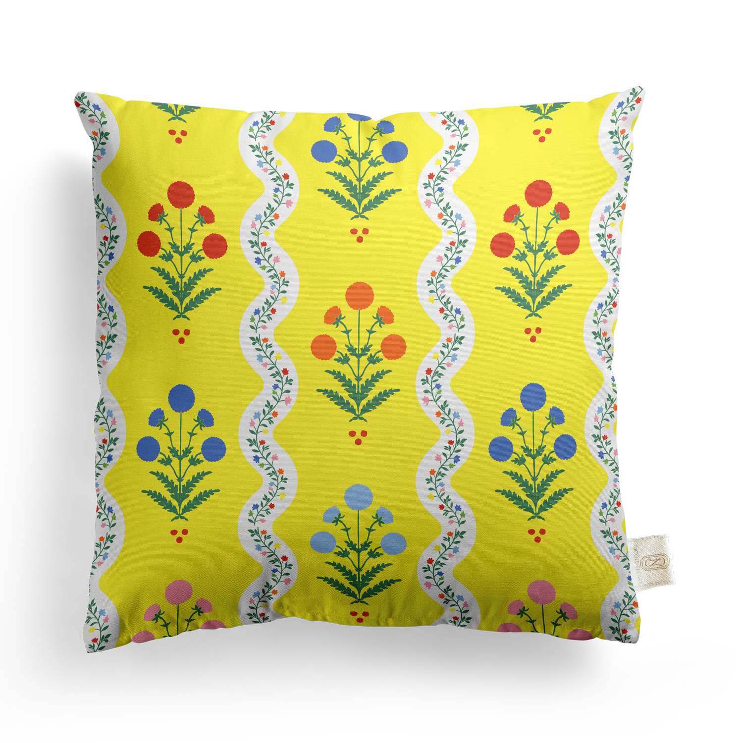 Wavy Floral Pillow Cover | Featuring Preppy Colorway