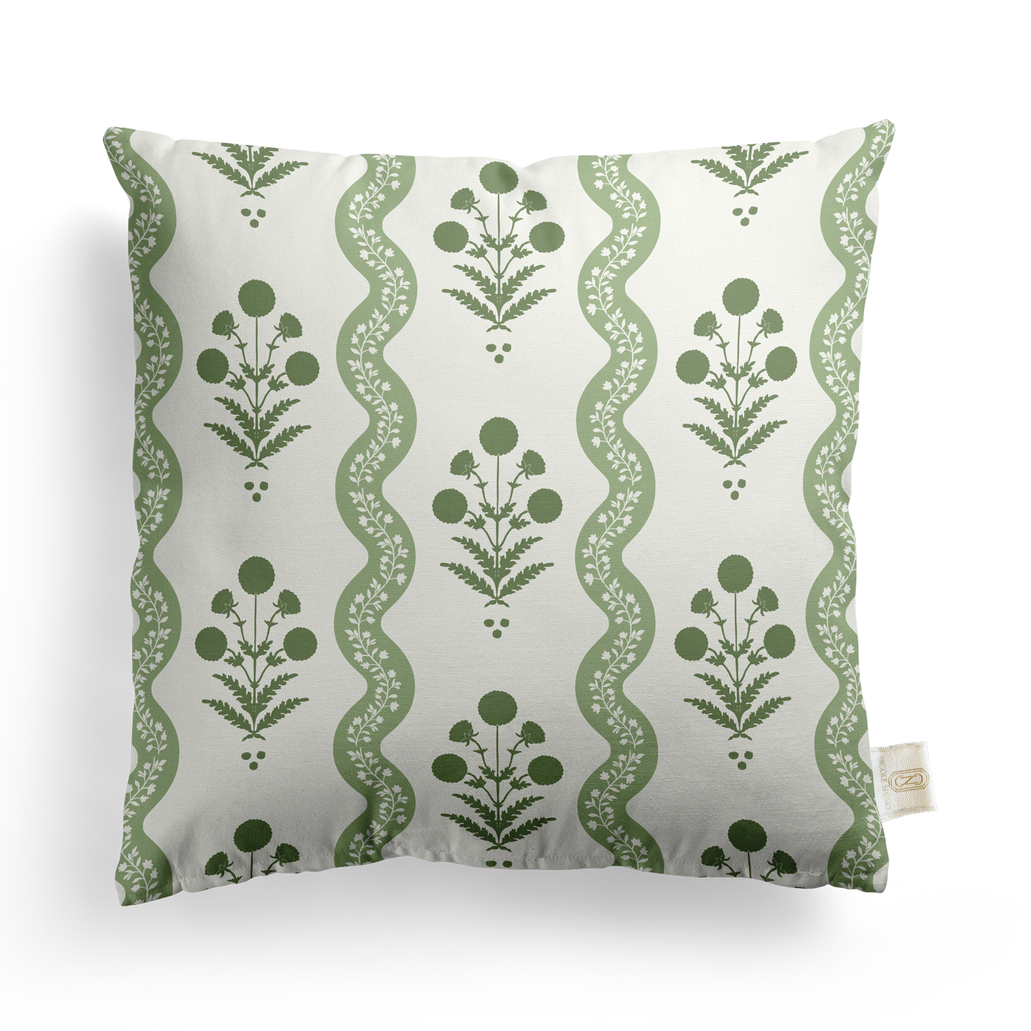 Wavy Floral Pillow Cover | Featuring Moss Mystique Colorway