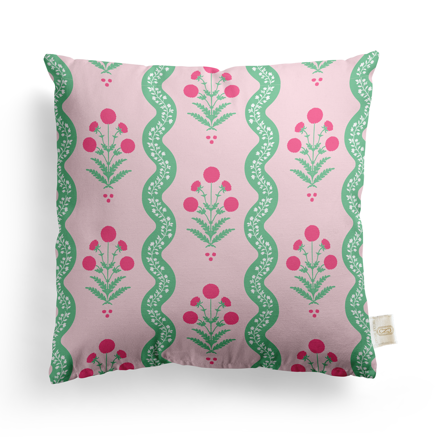 Wavy Floral Pillow Cover | Featuring Preppy Colorway