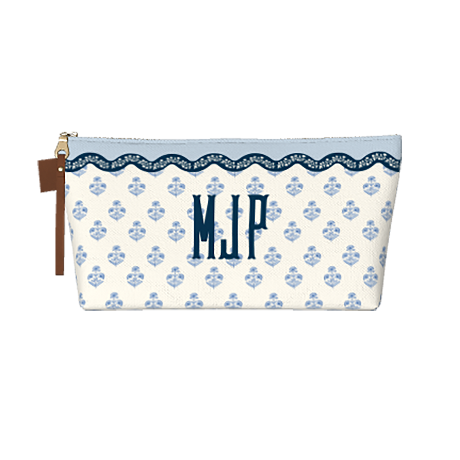 Wavy Block Print Cosmetic Bag
