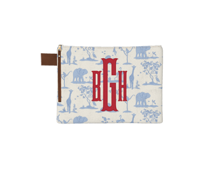 Zoo Toile Zipper Pouch