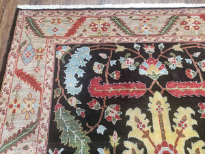 Peshawar Rug, 6x9 Rug, Hand Knotted Wool Area Rug, Black and Silver Rug, Unique Oriental Carpet, Handmade, Medium Sized Rug, Persian Rug