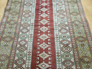 4' X 8' Antique Handmade Turkish Melas Oushak Wool Rug