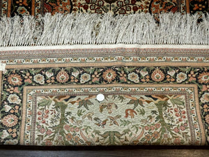 Exceptional Silk Rug 2.6 x 4, Very Fine 630 KPSI, Persian Vase Tree of Life Bird Pictorials, Handmade