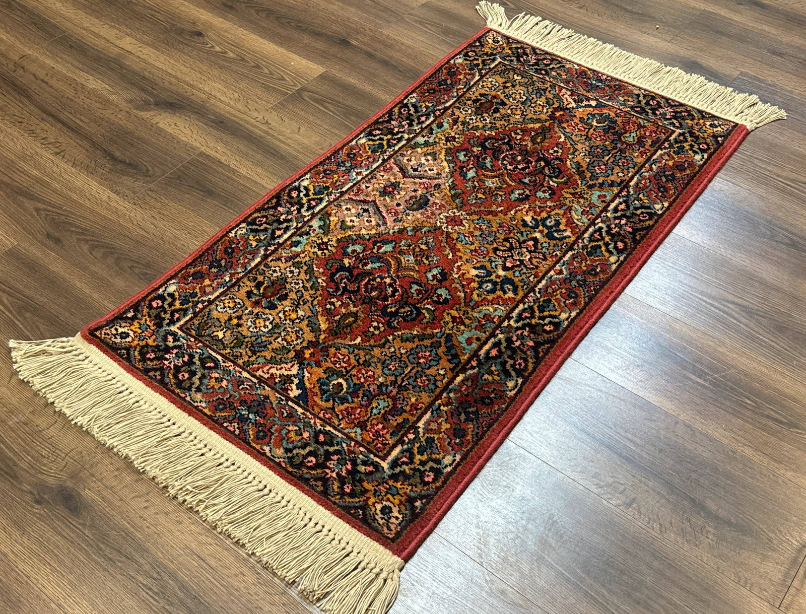 Karastan Rug 2x4 Multicolor Panel Kirman #717, Original 700 Series, Wool Pile Vintage Discontinued