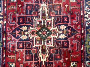 Indo Persian Heriz Runner Rug 3 x 17, Geometric Long Runner Carpet for Hallway, Medallions, Wool Runner Rug 3x17