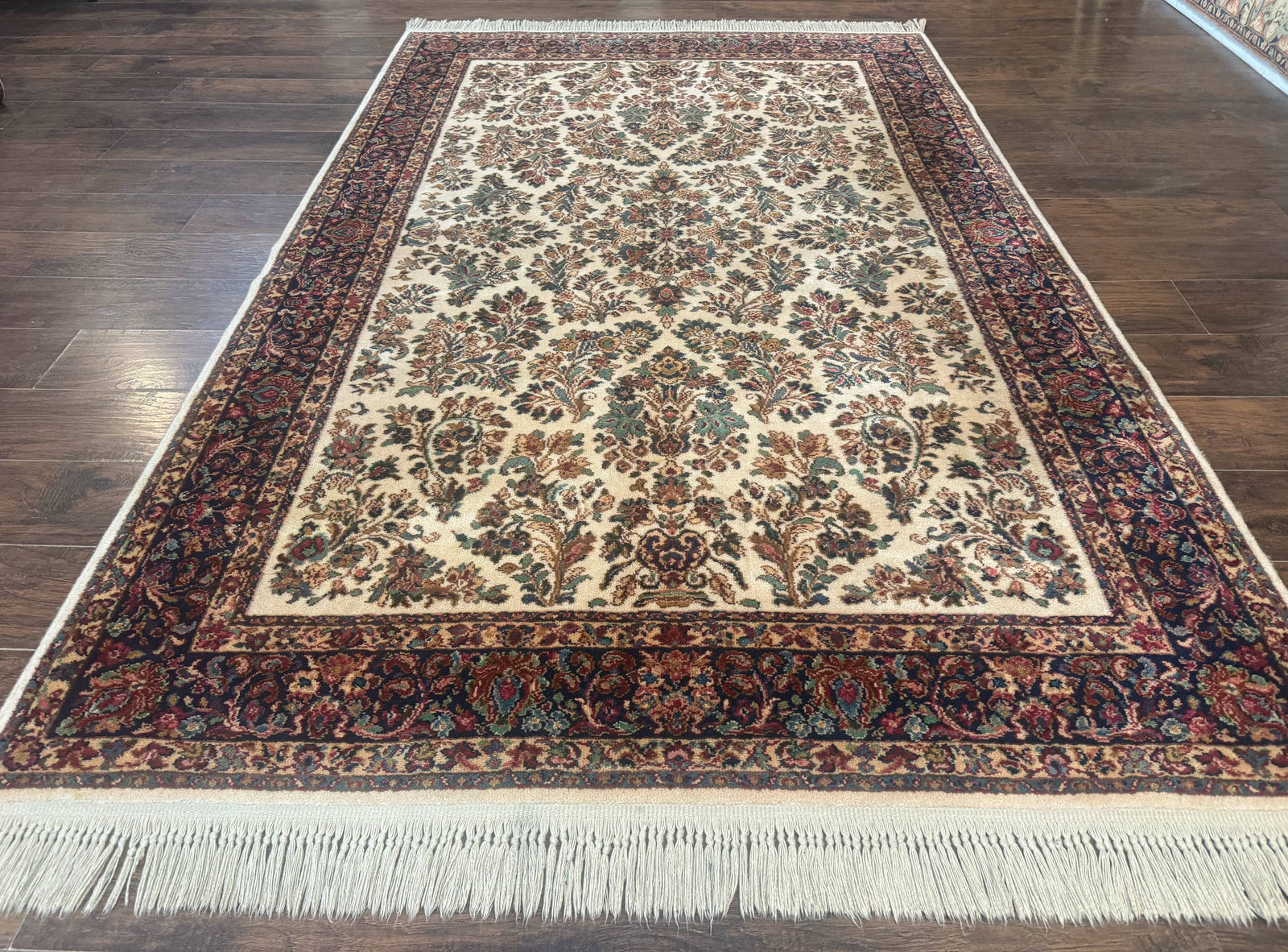 Karastan Rug 5.9 x 9, Ivory Sarouk #760, Wool Pile, Original 700 Series, Vintage
