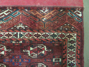 2.5' X 4' Antique Handmade Bokhara Turkoman Yamud Wool Rug Kilim Backing NICE