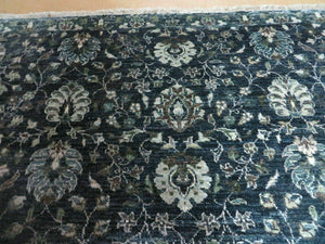 5' 6" X 8' Vintage Handmade Pakistani Floral Oriental Wool Rug Black Dark Grey