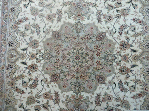 6' X 9' Vintage Chinese Floral Oriental Handmade Virgin Wool Silk Rug Ivory
