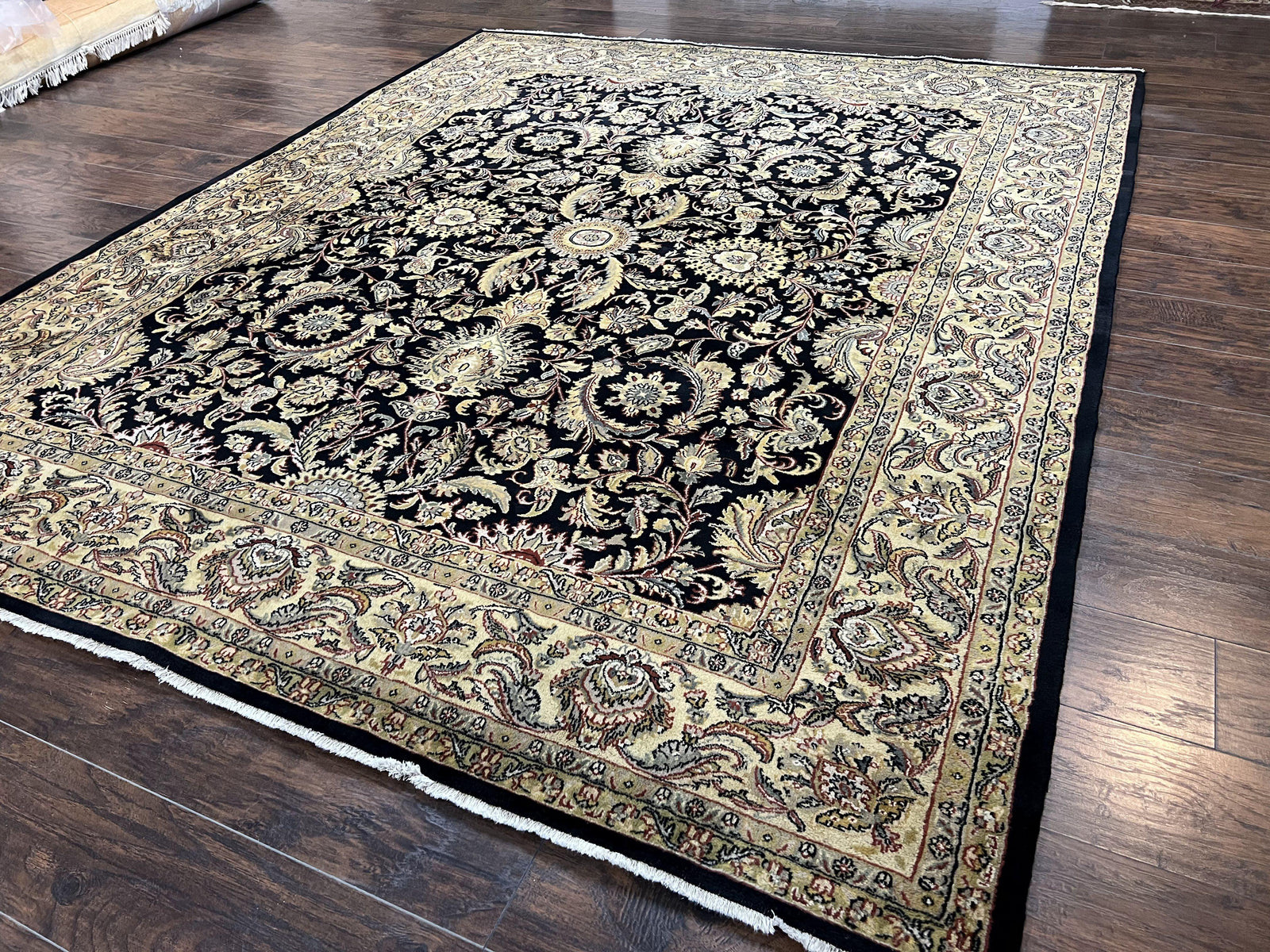Indo Persian Rug 8 x 9.4, Allover Floral Design, Vintage Room Sized Rug, Traditional Oriental Carpet, Hand Knotted Rug for Living Room, Nice