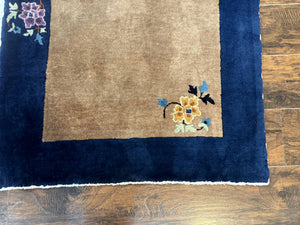 Chinese Rug 3x5, Antique Peking Art Deco Carpet, Simple Design