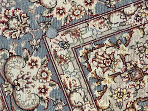 Sino Persian Square Rug 5x5, Very Fine Oriental Carpet, Wool & Silk Highlights, Ivory, Hand Knotted Handmade Vintage Traditional Rug