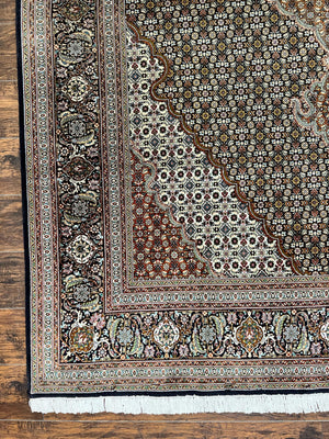 Wonderful Persian Tabriz Rug 7x10 ft, Very Fine 50 Raj 350 KPSI Oriental Carpet, Herati Mahi Pattern, Authentic Hand Knotted Handmade Wool Vintage