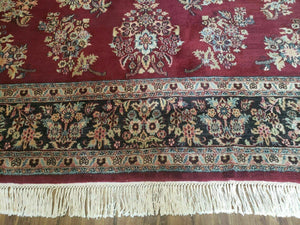 8' X 12' Vintage Handmade India Floral Oriental Wool Rug Veg Dyes Organic Red