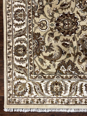 Indo Mahal Rug 6x9, Indian Carpet 6 x 9 ft, Light Green and Ivory, Floral Allover, Wool Oriental Carpet, Traditional Rug, Handmade