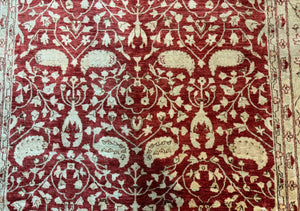 Pakistani Chobi Rug 8x10, Red, Handmade