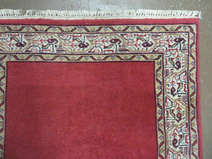 2' 8" X 7' Vintage Handmade India Wool Runner Rug Nice Red Organic Colors