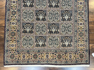 Persian Qum Rug 5x7, Panel Design Oriental Carpet, Multicolor, Hand Knotted Wool Vintage Traditional Rug, Medium Size 5 x 7 ft, Fine Rug