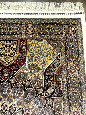 Turkish Silk Rug 4x6, Dome Design, Memluk Carpet, Bamboo Silk, New