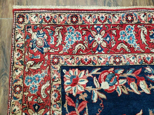 4' X 7' Vintage Handmade Turkish Wool Rug Flowers Birds Tree Of Life Blue Red