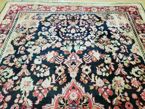 4' X 6' Antique Handmade India Floral Oriental Wool Rug Carpet Organic Blue