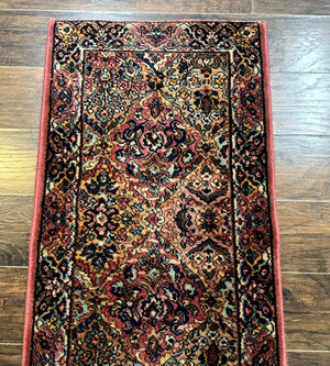 Karastan Runner Rug 2x9, Multicolor Panel Kirman Runner #717, Wool Pile, Original 700 Series, Vintage, Skinny Runner 2 x 9, Rare